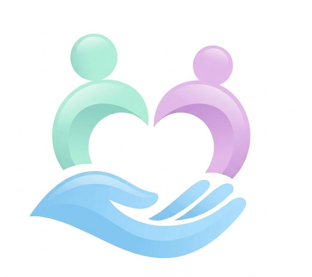Logotipo de Enfermeras Cuidado Esencial: dos figuras que forman un corazón sobre una mano abierta